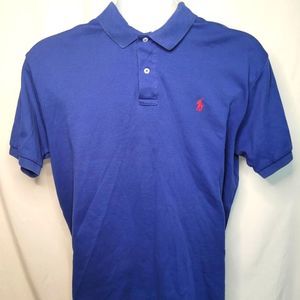 POLO Ralph Lauren Blue Short Sleeve Men's V Neck Button Up Polo Shirt